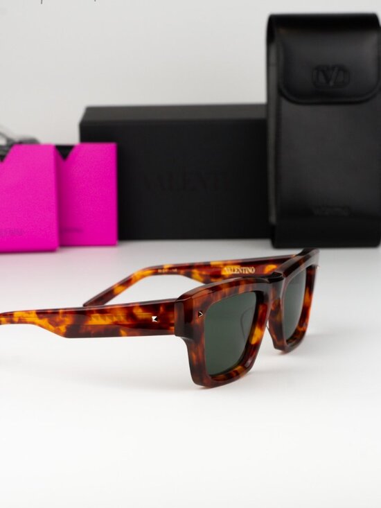 Valentino Women Sunglasses Havana Green Square XXII VLS-106 X NEW AUTHENTIC main image 7